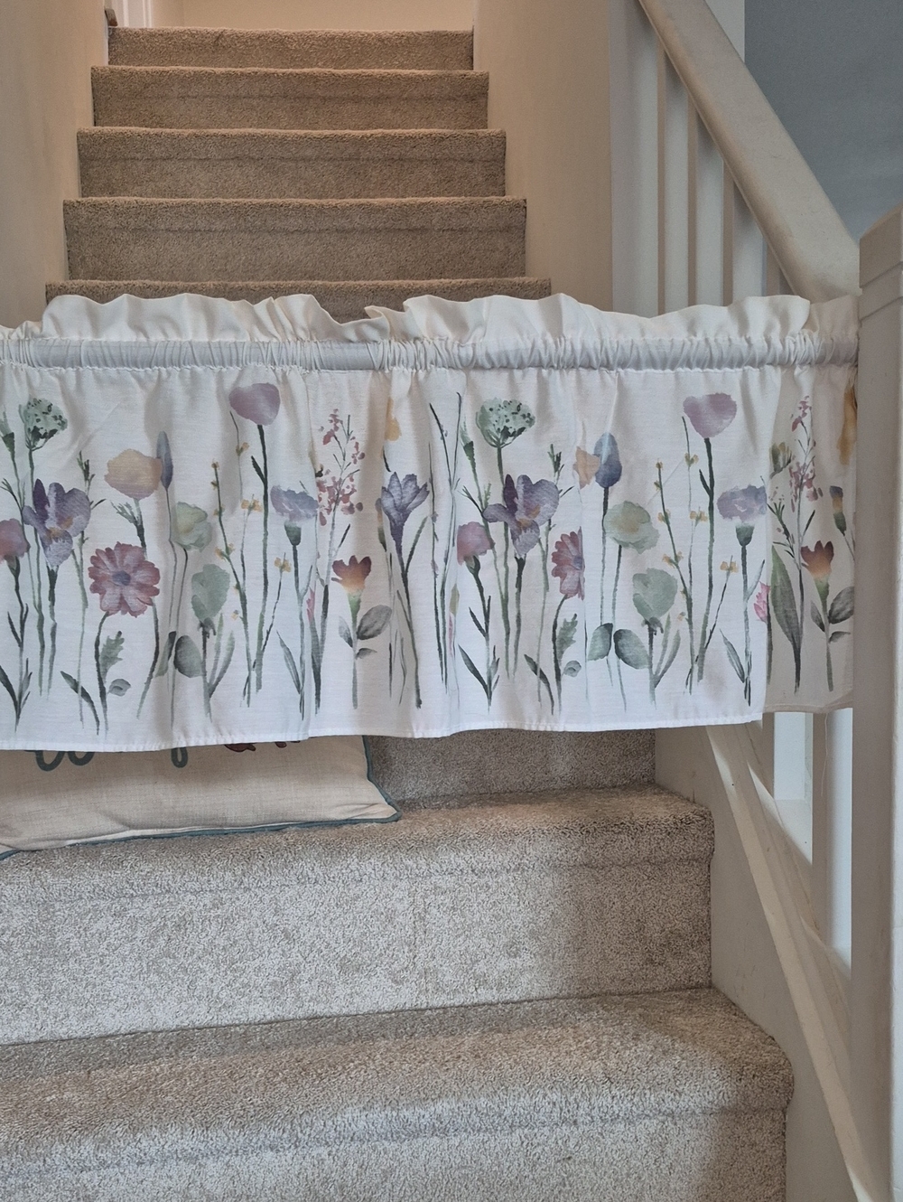 Floral Garden Valance Curtain White with Pastel Floral Print 58x14